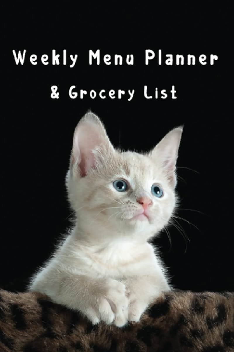 Weekly Menu Planner and Grocery List: 52 Weeks of Meal Planning Track (Food Planner / Diary / Log / Journal / Calendar) with Fridge Inventory Tracker (Cat Lover Themed) - Product Image