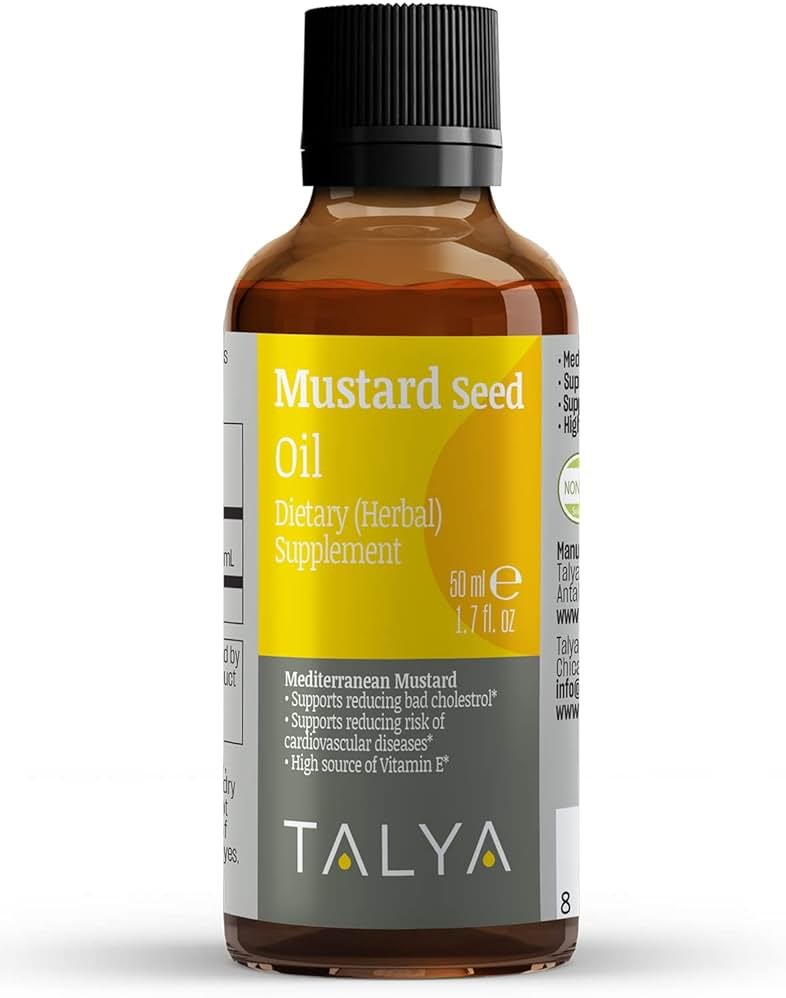 TALYA Herbal Pure Mustard Oil (Brassica nigra oleum) 100% Natural Pure Cold Pressed Oil 50ml (1.7 oz) glass bottle - Product Image