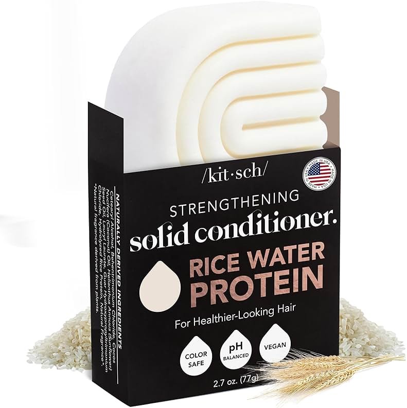 Kitsch Rice Water Conditioner Bar for Hair Growth – Rice Protein Hair Conditioner to Repair Damage, Prevent Split Ends & Boosts Shine – Paraben, Silicone & Sulfate-Free Hair Care - Made in USA, 2.7 oz - Product Image