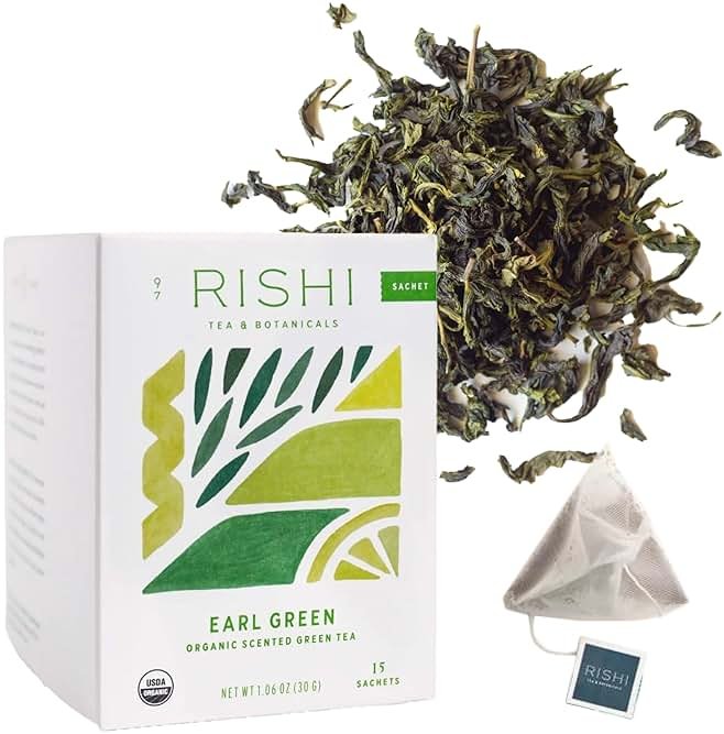 Rishi Tea Earl Japanese Green Tea with Bergamot - Organic & Low Caffeine Sachet Bags - 15 Count (Pack of 1) - Product Image