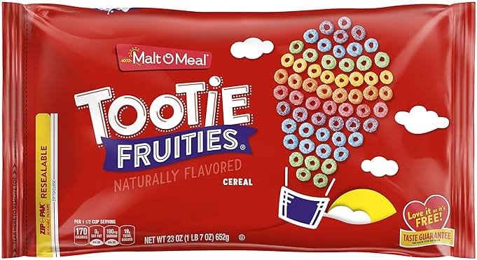 Malt-O-Meal Tootie Fruities Breakfast Cereal for Kids, Colorful and Fruity, Family Size, 23 oz Resealable Bag - Product Image