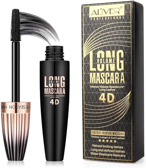 4D Silk Fiber Lash Mascara, Waterproof Long Lasting Mascara Black Volume and Length Natural, Exquisitely Full, Lengthening Thickening Softer Fuller Lashes Amplify Smudge-Proof Eyelash Mascaras,1 Pack - Product Image