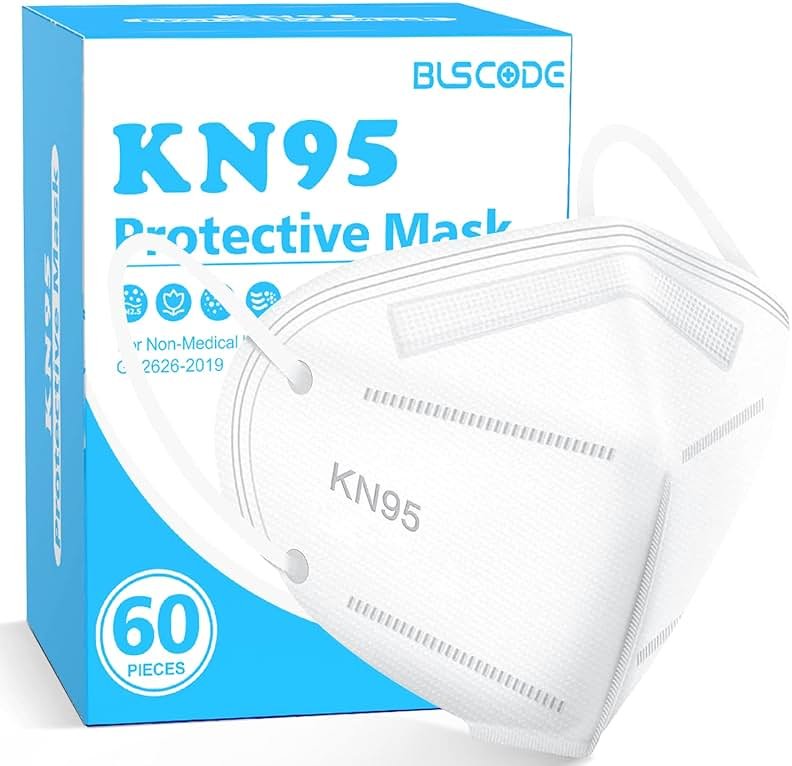 BLScode KN95 Face Mask 60 Pack,Individually Wrapped 5-Layer face Masks,Filter Efficiency≥95% - Product Image