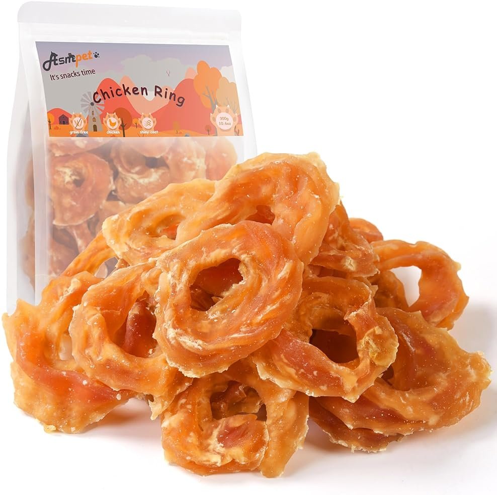 ASMPET Chicken Jerky Dog Treats, Chicken Rings, Training Treats for Dogs, Natural Dog Jerky Treats - Product Image
