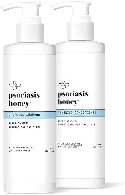 Psoriasis Honey Renewing Shampoo & Conditioner Set - Daily Treatment for Eczema, Dandruff, Dermatitis & More (8 Oz Each) - Product Image