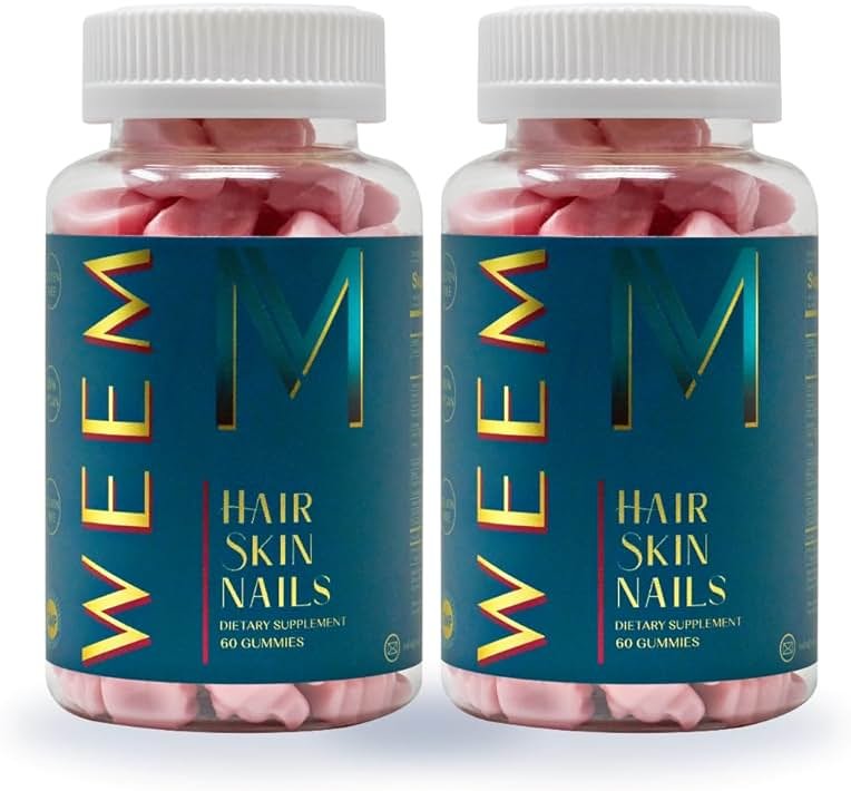 WEEM Hair Skin and Nails Gummies - Supports Healthy Hair - Vegan biotin Vitamins for Women & Men Supports Faster Hair Growth, Stronger Nails, Healthy Skin, Extra Strength (2) - Product Image