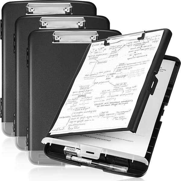 Epakh 4 Pcs Clipboard with Storage Plastic Nursing Clipboard with Pen Holder Folder Side Opening Storage with Low Profile Clip - Product Image