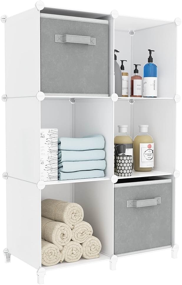 Stackable Closet Organizers and Storage 6 Cube Storage Organizer Closet Organizer for Bathroom Closet Storage for Wardrobe - Product Image