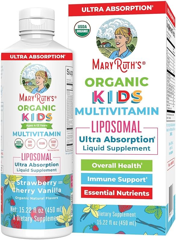 MaryRuth Organics Kids Multivitamin Liposomal | Vegan, Sugar-Free Vitamins for Kids | Ages 4+ | 2 Month Supply | 15.22 Fl Oz - Product Image