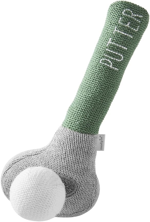 Mud Pie Children's Goft Knit Rattle, Green Putter Club - Product Image