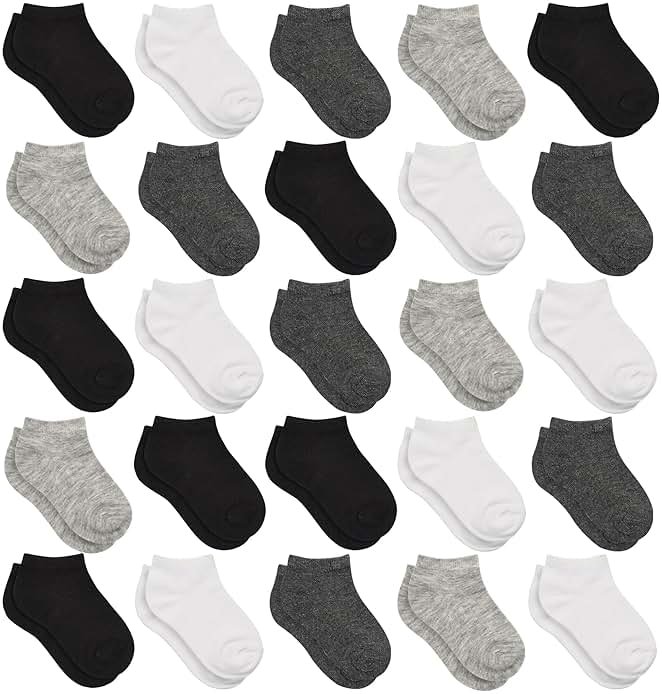 SPTRAMLE Kids Socks - 25 Pairs Toddler Ankle Socks Set, Low Cut for Boys & Girls (0-14 Years Old) - Product Image