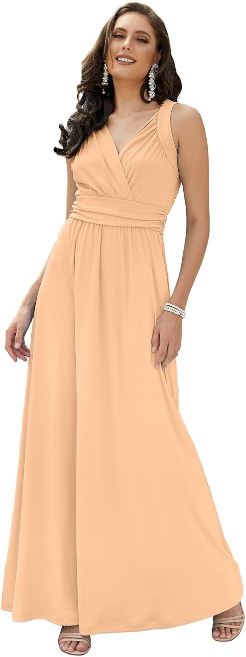 KOH KOH Womens Long Sleeveless Flowy Bridesmaid Cocktail Evening Gown Maxi Dress - Product Image