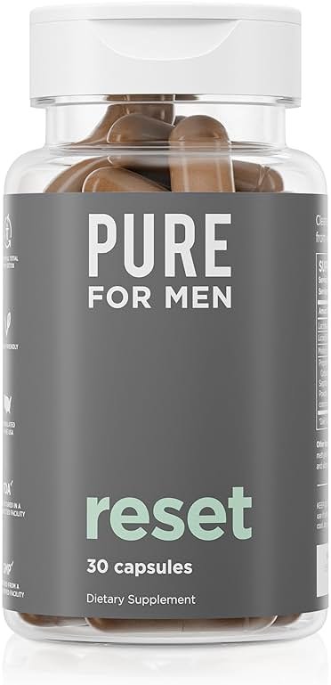 Pure for Men Detox Supplement, Reset | Promotes Digestive & Gut Health, Helps Remove Toxins & Supports Immune System, Colon Cleanse | 30 Capsules - Product Image