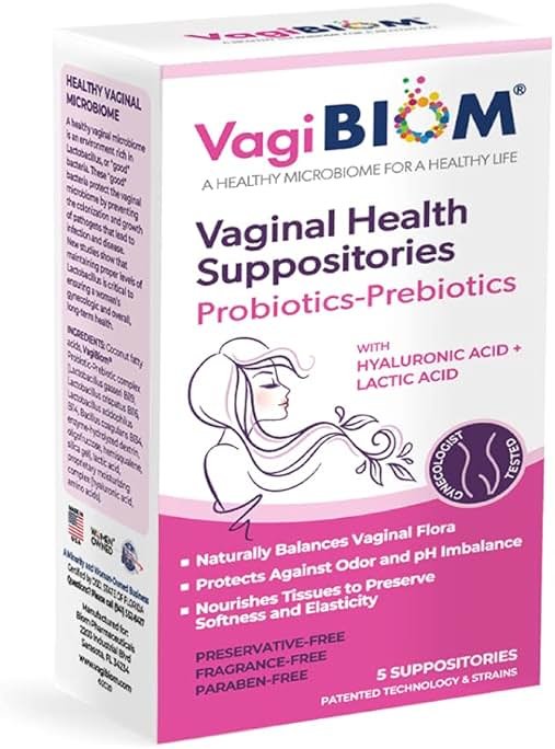 VagiBiom Lactobacillus Suppository: Microbiome Flora balance and Odor Control Regimen; Balance and Nourishes Healthy Flora; Paraben-Free Preservative-Free - Product Image