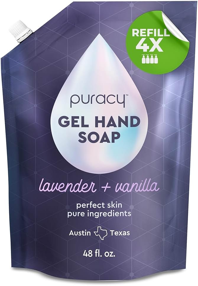 Puracy Organic Hand Soap, Professional Hand Washers We've All Become, Moisturizing Natural Gel Hand Wash Soap, Liquid Hand Soap Refills for Soft Skin (Refill Lavender & Vanilla, 48 Ounce) - Product Image