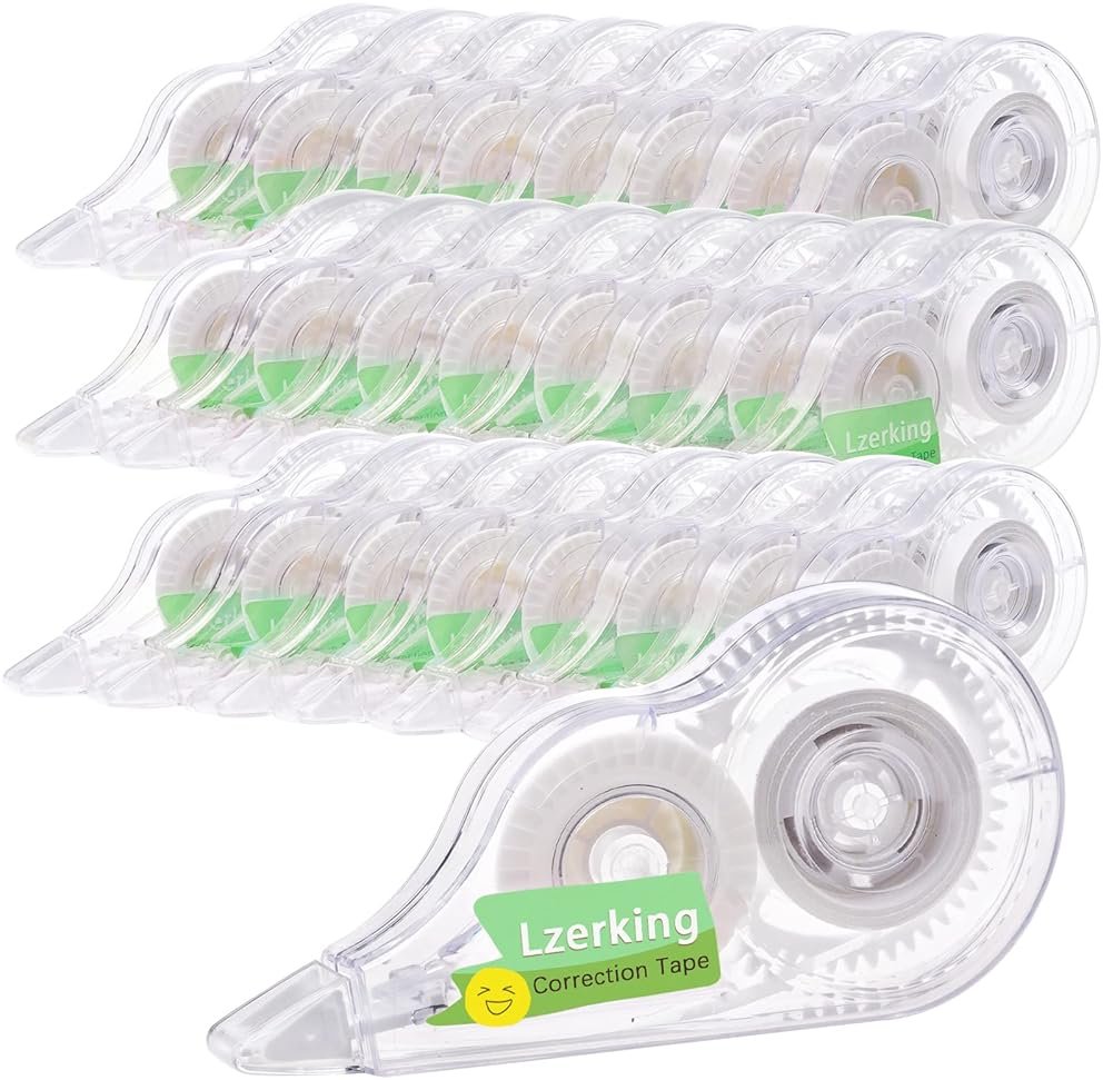 Lzerking Correct Correction Tape,White,32-Count,Transparent Dispenser Shows How Much Tape is Remaining - Product Image
