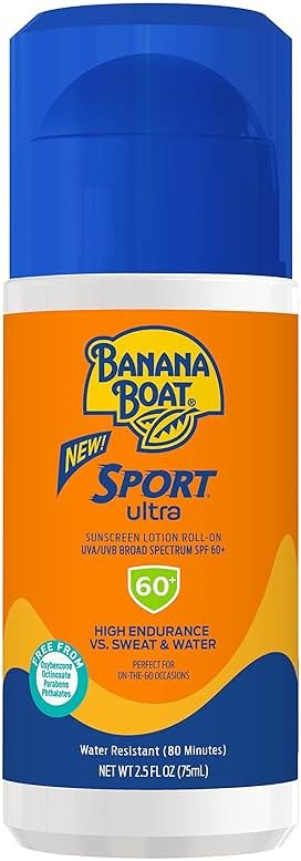 Banana Boat Sport Ultra SPF 60 Roll On Sunscreen, 2.5Fl Oz | Travel Size Sunscreen Roller, Roll On Sunblock SPF 60, Oxybenzone Free, Water Resistant, 2.5Fl Oz - Product Image