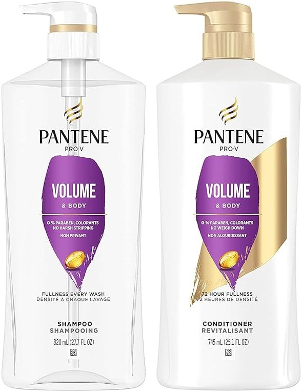Pantene Shampoo, Conditioner and Hair Treatment Set, Volume & Body for Fine Hair, Safe for Color-Treated Hair - Product Image