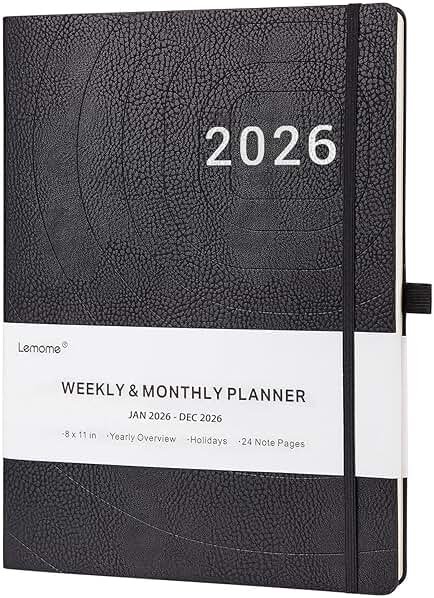 2026-2027 Planner - Weekly & Monthly Planner 2026-2027 with Pen Loop, to Achieve Your Goals & Improve Productivity, July 2026 - June 2027, Thick Paper, Inner Pocket, 8.5" x 11" - Black - Product Image