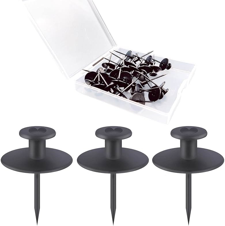 50 PCS Push Pins Picture Hangers Wall Hooks, Double Headed Thumb Tacks for Wall Hangings, Renter Friendly Decor Small Picture Frame Hangers for Drywall Cork Board Home Office Photo Decorations(Black) - Product Image