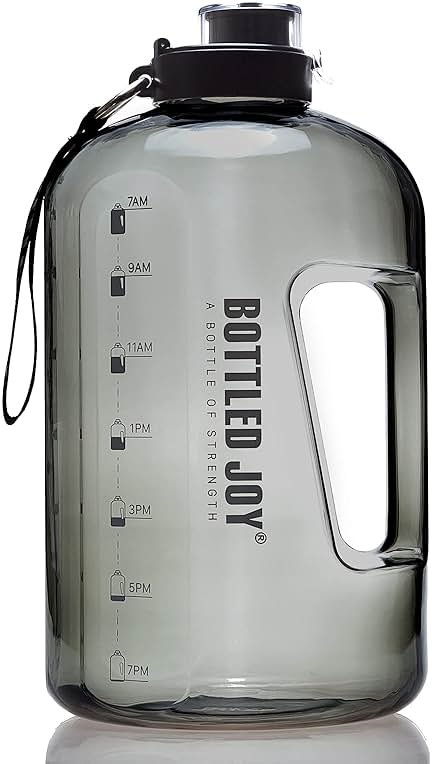 MYSHAKER 1 Gallon Water Jug with Flip-top Lid and Handle Strap, Leak-proof BPA Free Reusable Time Marker Reminder Large Capacity Gallon Water Bottle for Outdoor Sports Fitness Gym Hiking - Product Image