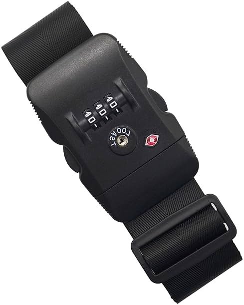 Heavy Duty Luggage Straps TSA Approved with Combination Lock Adjustable Travel Belt for Suitcases (Black) - Product Image