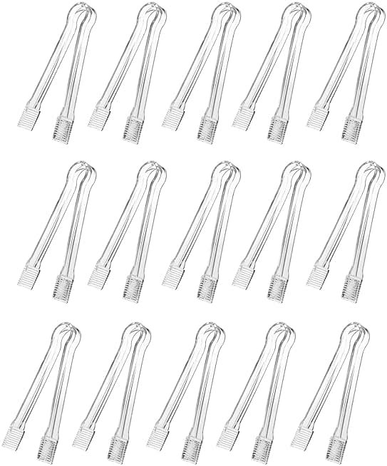 J-Chen 15PCS Plastic Buffet Serving Tongs Mini Serving Utensil Tongs Appetizers Tongs Clear Kitchen Tongs 6.3 Inch Small Ice Tongs for Tea and Coffee Party Catering Appetizers Desserts Cake Sandwich - Product Image