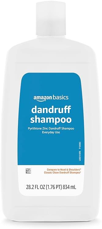 Amazon Basics Anti-Dandruff Shampoo for Itchy Scalp, Dry Scalp Relief, Flake Control, pH Balanced, Paraben-Free, Cruelty-Free, Clean Scent, Normal to Oily Hair, 28.2 fl oz, 1-Pack - Product Image