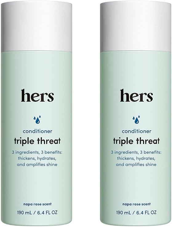 hers Triple Threat Conditioner - Amino Acid, Argan Oil, & Coconut Oil Formula - Moisturizing Conditioner for All Hair Types - Color-Safe & Sulfate-Free - Napa Rose Scent - 6.4 Fl Oz, 2 Pack - Product Image