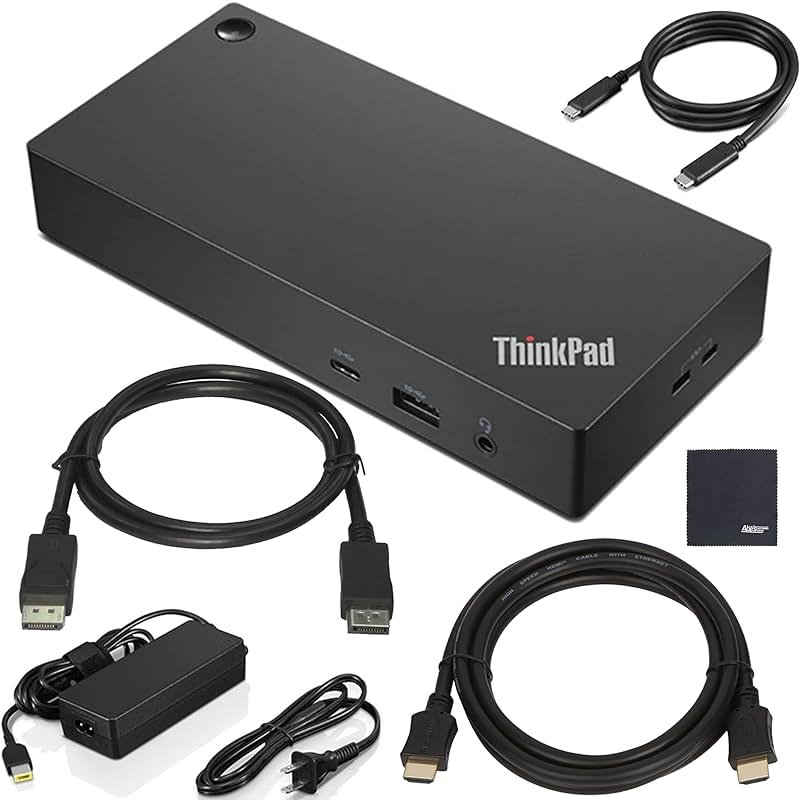 Lenovo ThinkPad USB Type-C Dock Gen 2 with 4K (40AY0090US) + ZoomSpeed HDMI Cable (with Ethernet) + ZoomSpeed DisplayPort Cable + Starter Bundle - Product Image