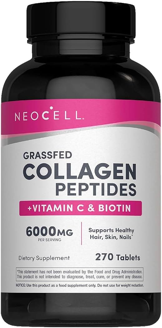 NeoCell Collagen Peptides Pills | 270 Caplets | with Vitamin C and Biotin | Grass Fed Bovine | Hair, Skin, & Nails | for Women and Men - Product Image
