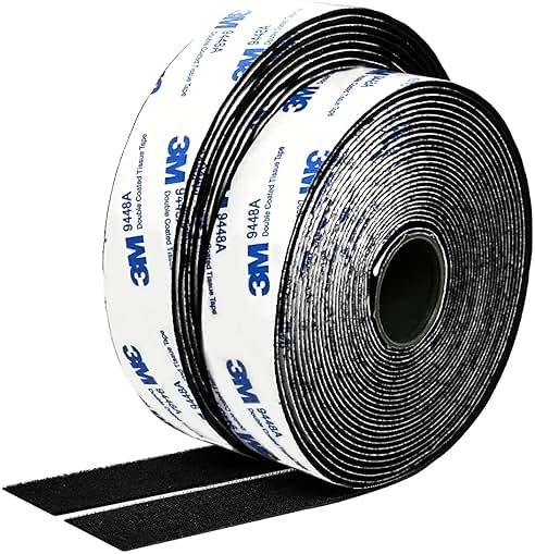 Hook and Loop Tape 1in x 20ft, Slef Adhesive Interlocking Strip, Mounting Tape Heavy Duty Adhesion, Picture Hanging Strips Fastener, Double Sided Carpet & Rug Fixation - Product Image