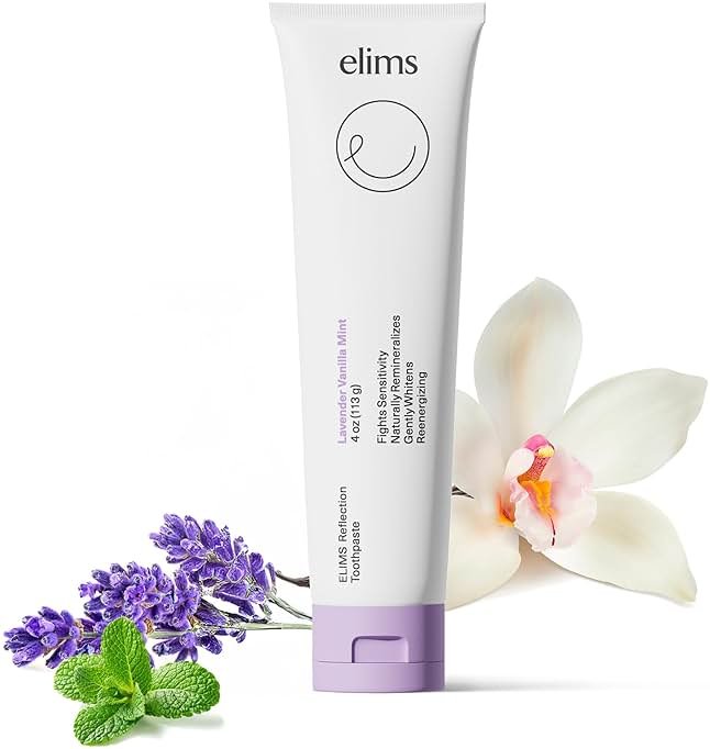 Elims 10% Nano-Hydroxyapatite Toothpaste – Fluoride-Free, Xylitol Remineralizing, Whitening Toothpaste for Sensitive Teeth, SLS-Free, Lavender Vanilla Mint Favlor for Adults & Kids, 4oz - Product Image