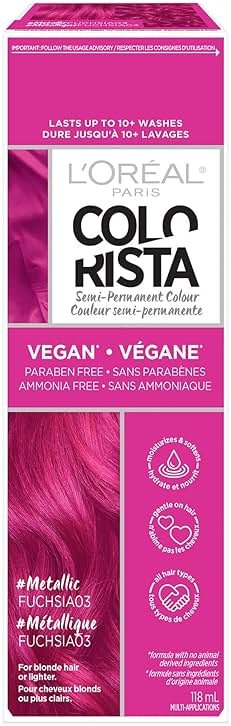 L'Oreal Paris Colorista Metallic Semi Permanent Hair Color for Bleached or Blonde Hair, Color Depositing Hair Mask Formula, Metallic Pink - Product Image