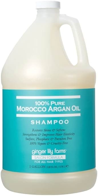 Ginger Lily Farms Salon Formula 100% Pure Morocco Argan Oil Shampoo for All Hair Types, 100% Vegan & Cruelty-Free, 1 Gallon, 128 Fl Oz (Pack of 1) Refill - Product Image