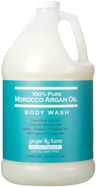 Ginger Lily Farms Salon Formula 100% Pure Morocco Argan Oil Body Wash for All Skin Types, 100% Vegan & Cruelty-Free, 1 Gallon (128 fl oz) Refill - Product Image