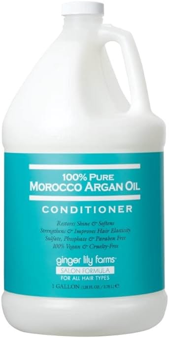 Ginger Lily Farms Salon Formula 100% Pure Morocco Argan Oil Conditioner for All Hair Types, 100% Vegan & Cruelty-Free, 1 Gallon, 128 Fl Oz (Pack of 1) Refill - Product Image