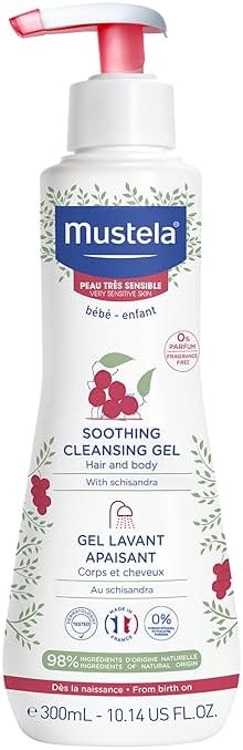 Mustela Baby Soothing Cleansing Gel - Fragrance-Free Hair & Body Wash for Very Sensitive Skin - with Natural Avocado Perseose & Schizandra Berry - 10.14 fl. oz. - Product Image