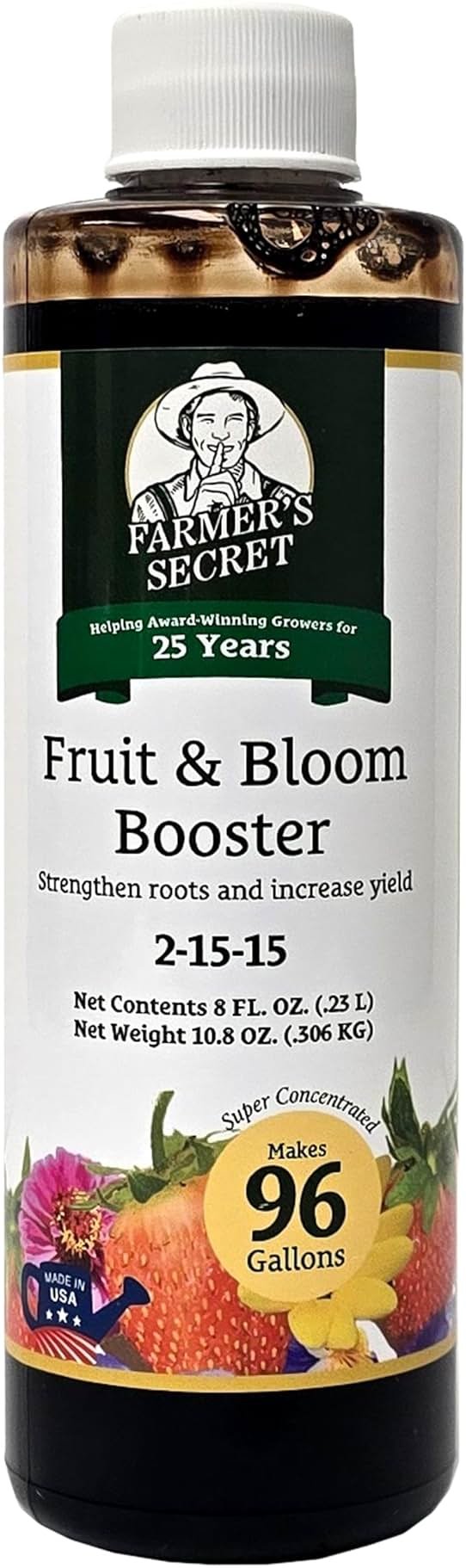 Farmer’s Secret Fruit & Bloom Booster Fertilizer - Super Concentrated - Boosts Flowering and Yield on All Varieties of Fruits, Vegetables and Flowers (8oz) - Product Image
