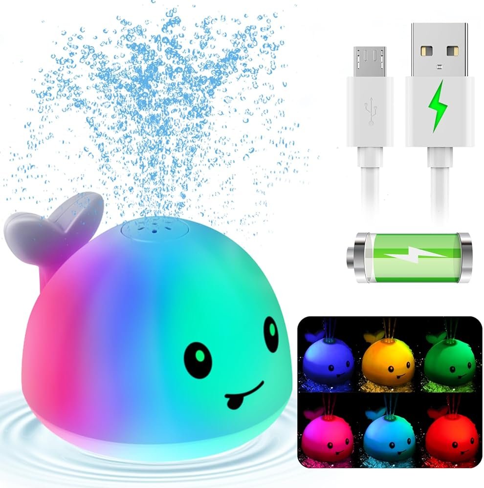 Gigilli Baby Bath Toys, Light up Bath Toys for Kids Ages 1-3, Pool Water Toys 1 Year Old Boys Girls Gifts, 6-12-18 Months Baby Whale Bath Toy Sprinkler, Toddler Fountain Bathtub Water Table Toy - Product Image