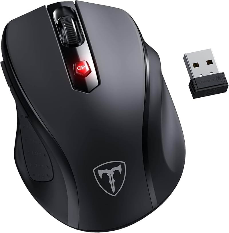 HOTWEEMS Wireless Mouse, D-09 Computer Mouse USB Cordless Mice for Laptop, Ergo Grips, Lightspeed 5-Level 2400 DPI, 16 Months Battery, Portable for PC Mac Chromebook (Black) - Product Image