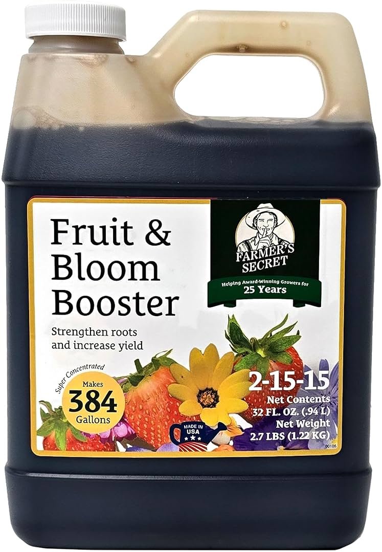 Farmer’s Secret Fruit & Bloom Booster Fertilizer - Super Concentrated - Boosts Flowering and Yield on All Varieties of Fruits, Vegetables and Flowers (32oz) - Product Image
