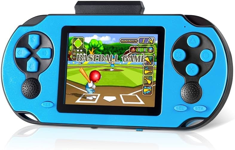 TaddToy 16 Bit Handheld Game for Kids Adults, 3.0'' Large Screen Preloaded 230 HD Classic Retro Video Games with USB Rechargeable Battery & 3 Game Cartridges for Birthday Gift for Kids 4-12 (Blue) - Product Image