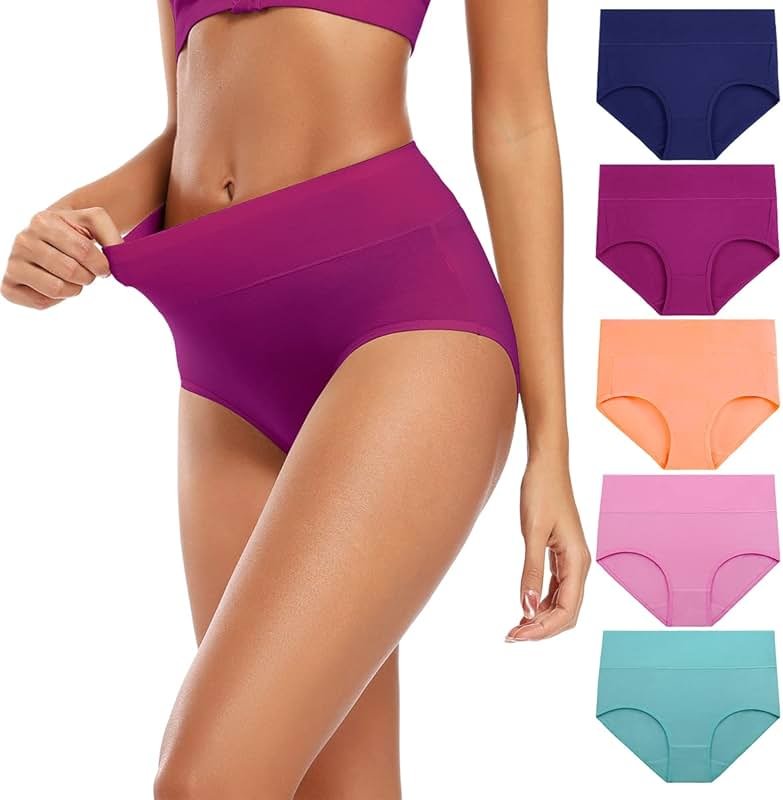 Molasus Women's Cotton Underwear High Waisted Full Coverage Ladies Panties (Regular & Plus Size) - Product Image