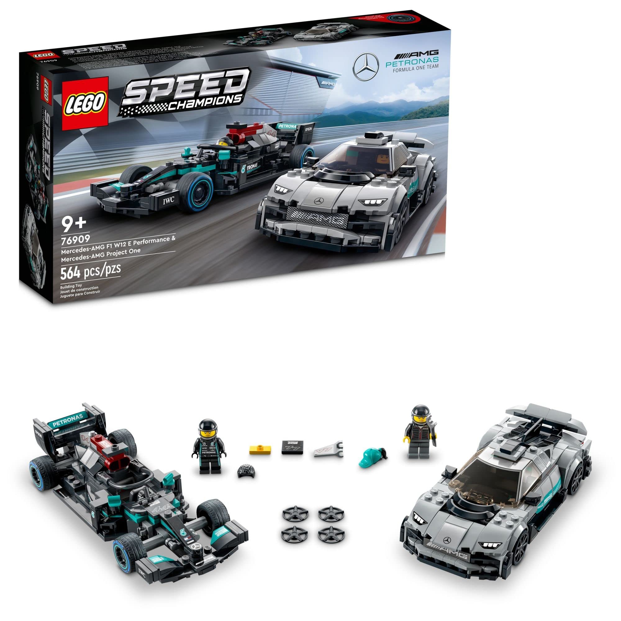 LEGO Speed Champions Mercedes-AMG F1 W12 E, Performance & Project One Toy Car Set, Mercedes Model Car Building Kit, Collectible Race Car Toy, Great Car Gift for Kids and Teens, 76909 - Product Image