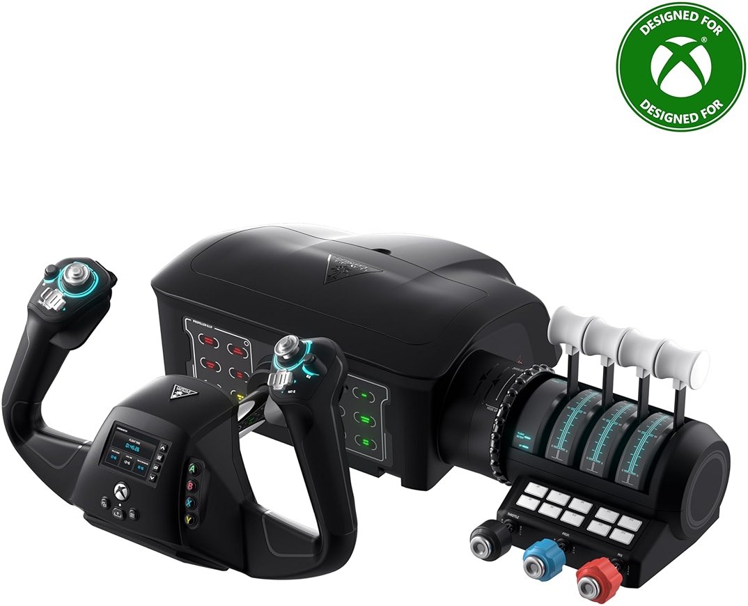 Turtle Beach VelocityOne Flight Universal Control System - Xbox Series X & Xbox Series S, Xbox One & Windows 10 & 11 PCs with Yoke Handle, Throttle Quadrant, Trim Wheel & Rudder Controls - Product Image