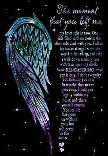 Noete Angel Wings The Moment That You Left Me My Heart Split In Two Metal Sign Vintage Retro Rustic Pub Wall Decor Art Room Decor Valentines Day Decor 8x12 Inch, black - Product Image