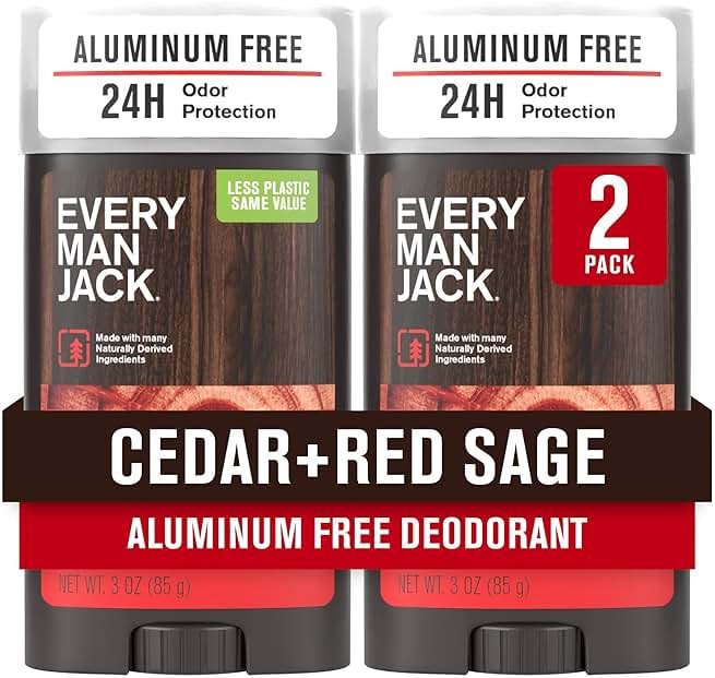 Every Man Jack Cedar + Red Sage Men’s Deodorant - Stay Fresh with Aluminum Free Deodorant For all Skin Types - Odor Crushing, Long Lasting, with Naturally Derived Ingredients - 3 oz - 2 Pack - Product Image