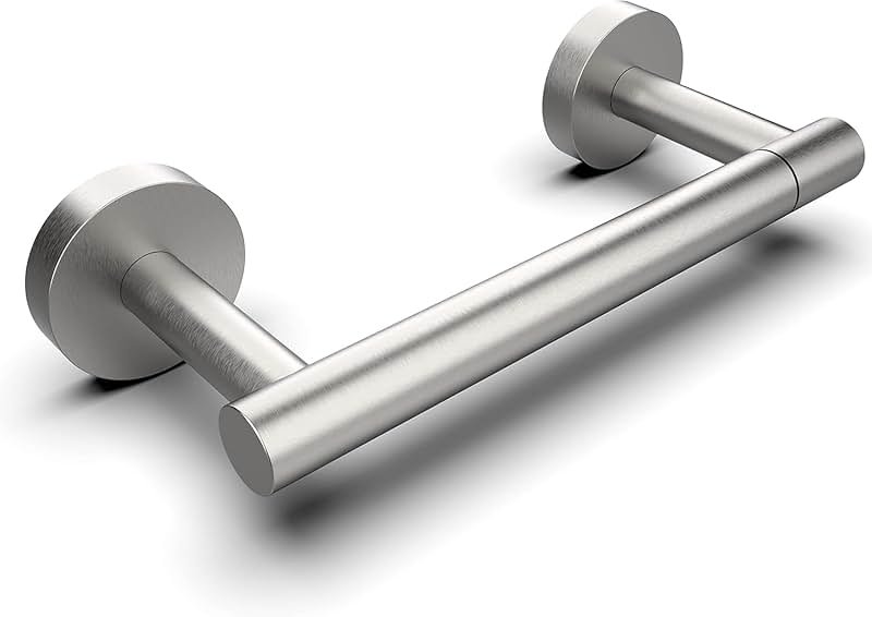 RARXTR Bathroom Toilet Paper Holder Wall Mount SUS304 Stainless Steel Double Post Pivoting Toilet Paper Roll Holder Wall Mounted for Bathroom RV Commercial Toilet Tissue Dispensers, Brushed Nickel - Product Image