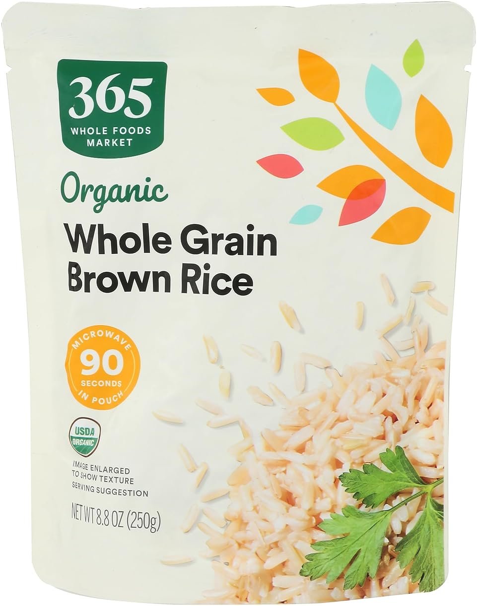 365 by Whole Foods Market, Organic Whole Grain Brown Rice, 90-Second Microwave in Pouch, 8.8 Ounce - Product Image